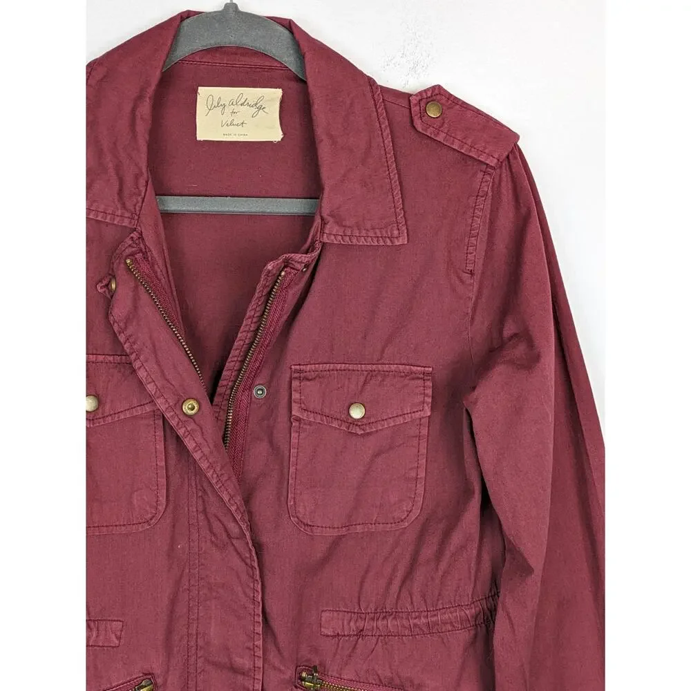 Lily Aldridge Velvet Graham Spencer Ruby Army Jacket Dusty Rose Shacket Size S